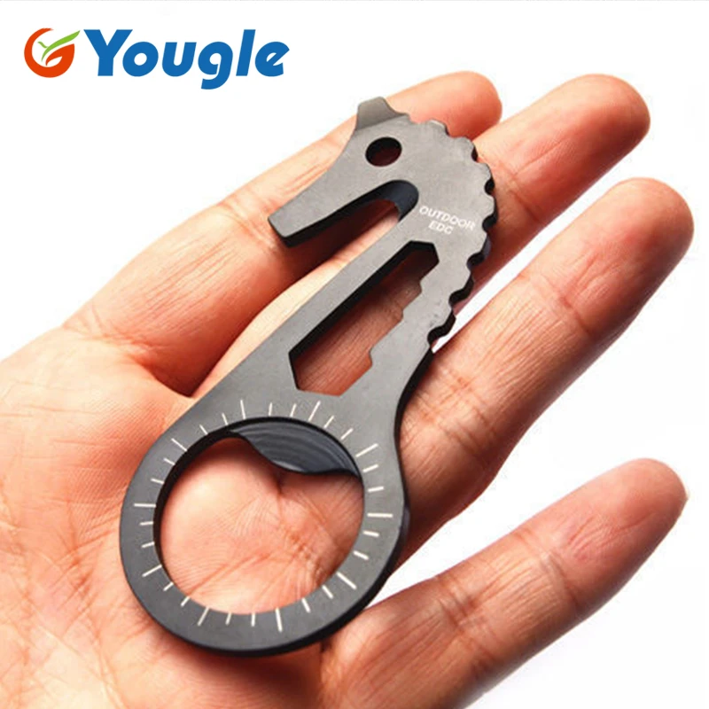 

YOUGLE EDC Gear Multi Tool Tactical Keychain Bottle Opener Screwdriver Wrench