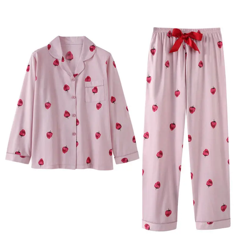 Большие размеры, M-3XL, женские пижамные комплекты, хлопок, одежда для сна, весна-осень, пижамы с длинным рукавом, пижамный комплект с круглым вырезом, женские пижамы