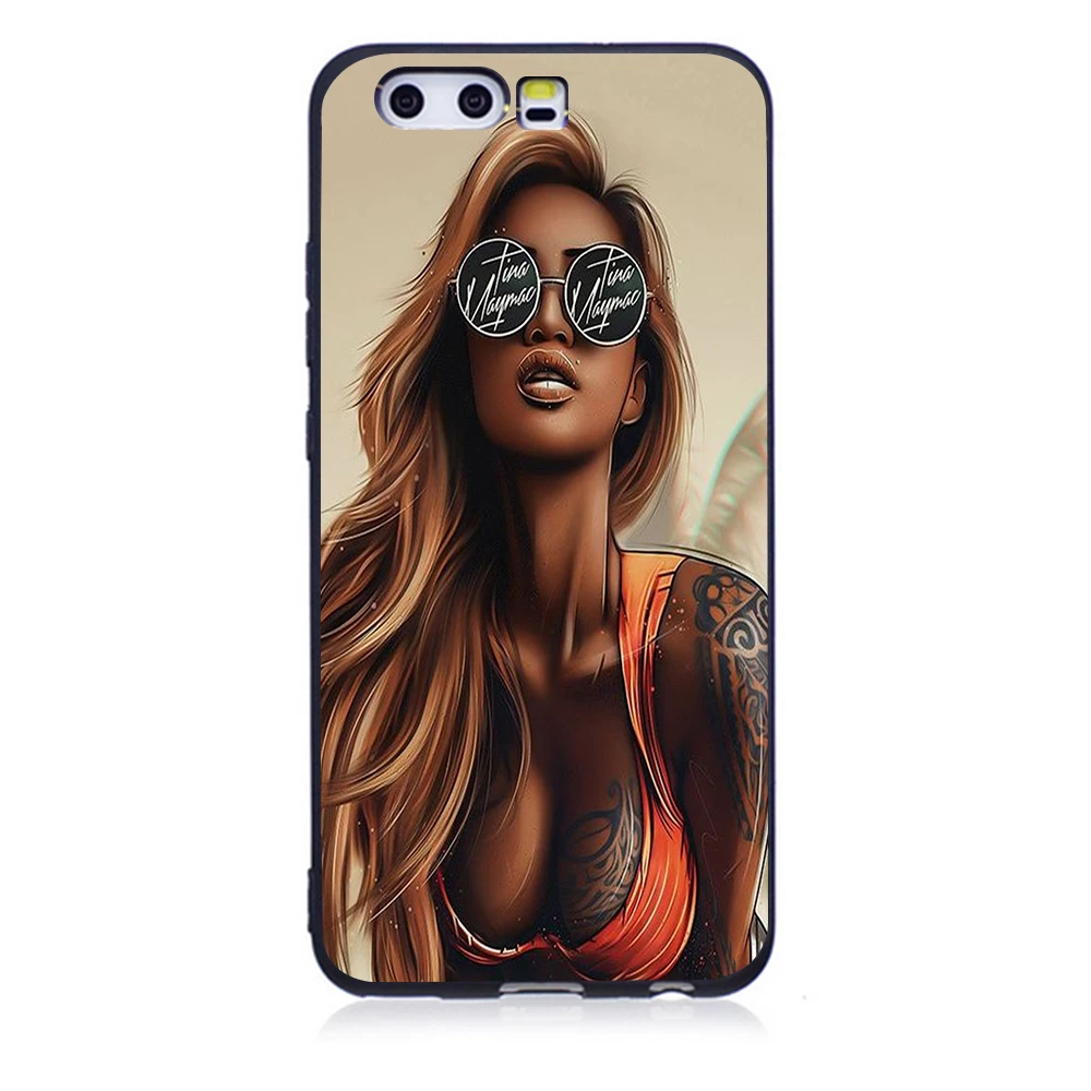 2bunz Melanin Poppin Aba черный мягкий ТПУ чехол для телефона Huawei P8 Lite 2017 P10 P20 P9 2016
