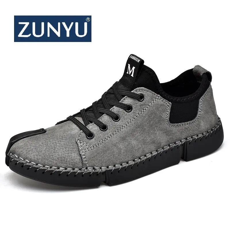 ZUNYU Для мужчин обувь Мужская обувь на плоской подошве, высокое качество кожи Повседневное Мужская обувь ручной работы, мокасины для мужчин большие размеры 38–46