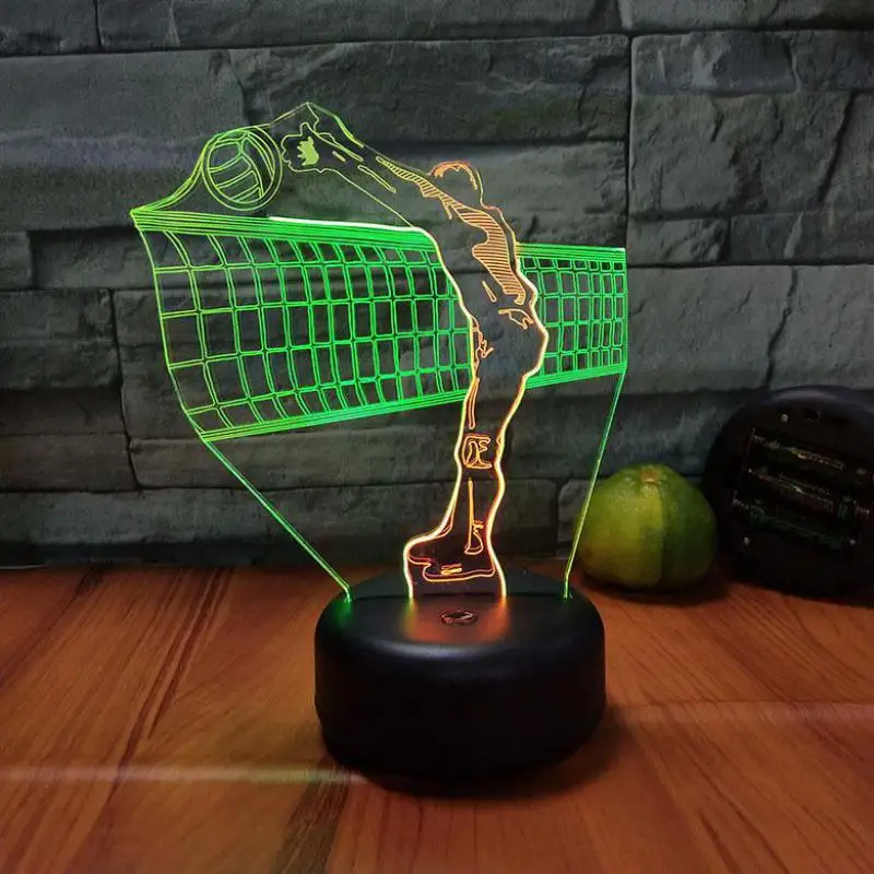 

Volleyball 3d Visual Night Light Creative Seven Color Touch Charging Led Kids Lamp Kids Room Led Kids Lights Lamps