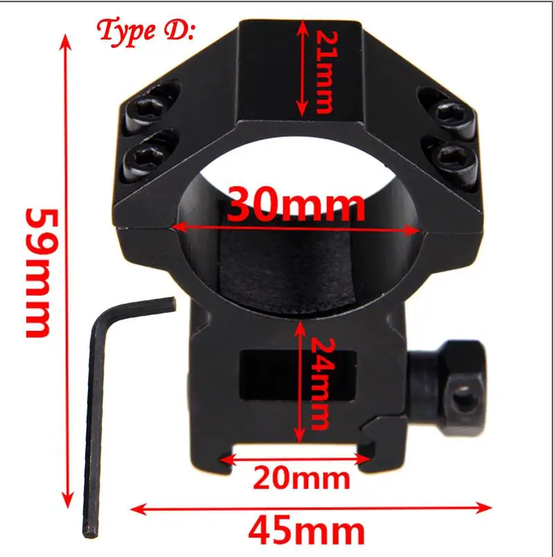 30 мм Riflescope крепление кольцо 11 мм ласточкин хвост Пикатинни адаптер высокий профиль низкий профиль для винтовки Вивер прицел охота крепление - Цвет: Type D
