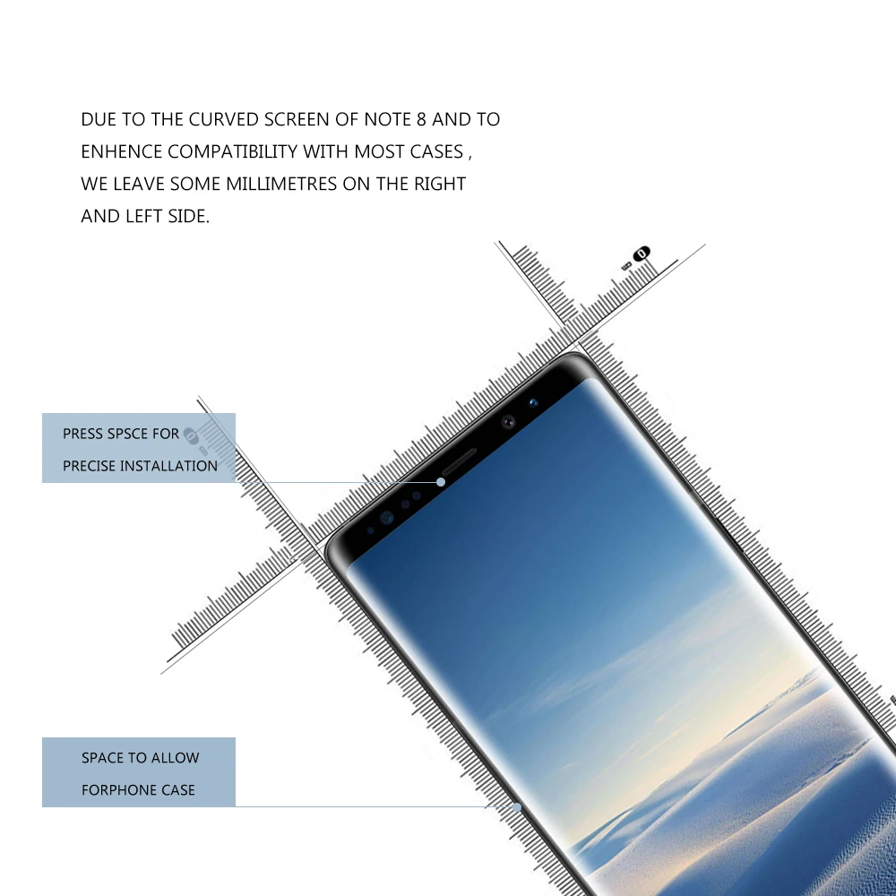 New Cheap SWady OTAO Fall Freundliche Gehärtetem Glas Screen Protector für Samsung Galaxy Note 8 3D Volle Abdeckung Gebogene Installation Tablett Stellungs