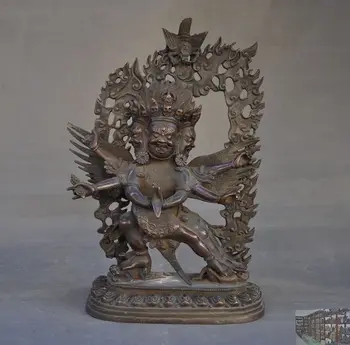 

wedding decoration Tibet Buddhism temple bronze 3 Head 6 Arms Mahakala Wrathful Deity Buddha Statue