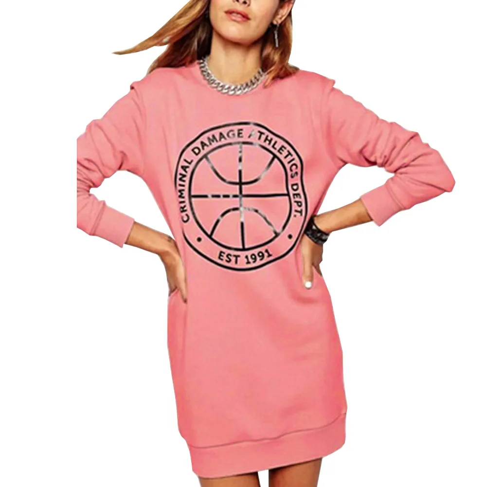 Trendy Letter Print Pink Long Pullover Sweatshirt New Women's O Neck Long Sleeve Casual Jumper 