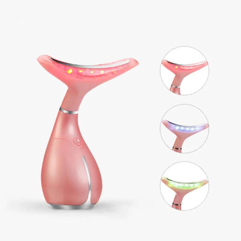  Neck Beauty Instrument USB Rechargeable Neck Care Massager LED Vibration Skin Tighten Anti Wrinkle  - 33044544457