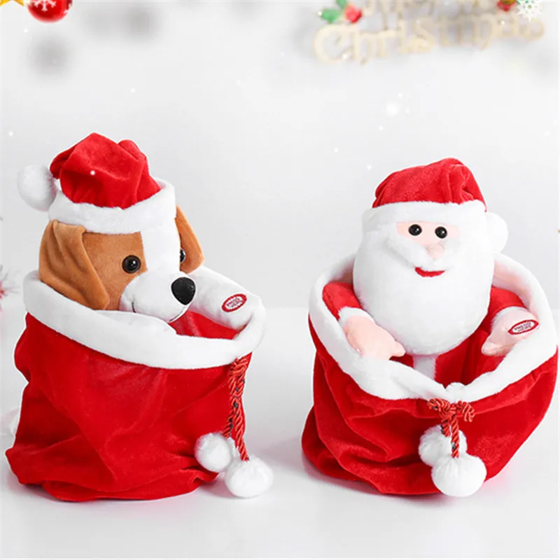

25cm PeekBoo Singing Santa Claus Electric Plush Doll Stuffed Kriss Kringle Hide Seek Musical Interactive Toy Gift for Christmas