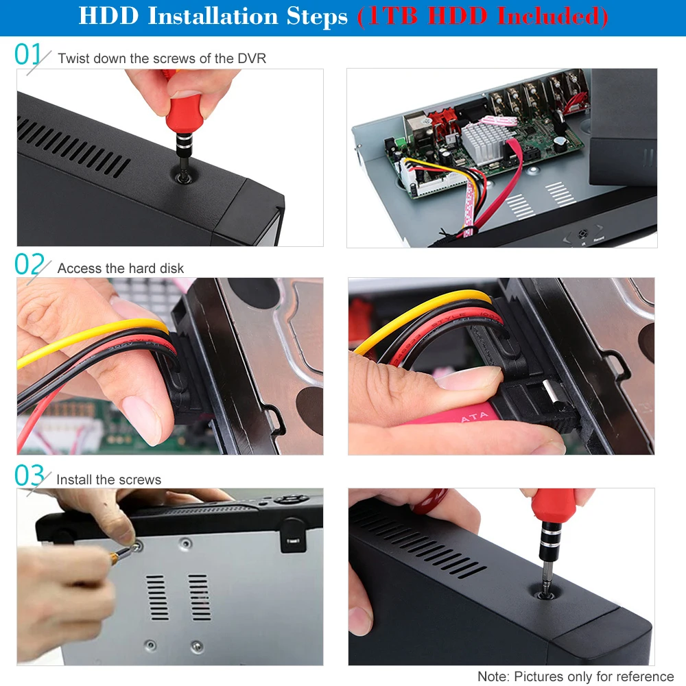 KKmoon 4CH Full 1080N/720P AHD DVR HVR NVR P2P Onvif H.264 HDMI 4 канальный видеорегистратор+ 1 ТБ Seagate HDD для системы видеонаблюдения