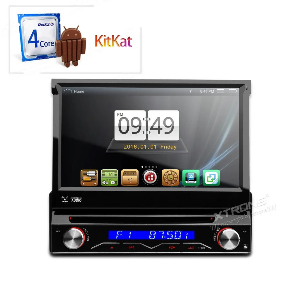 XTRONS 7 Android 4 4 4 autoradio Motorized Detachable touch Screen gps navigation SWC single 1