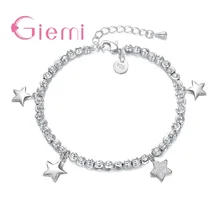 Аутентичный 925 пробы Серебряный браслет-цепочка и браслет, Длинная регулируемая ручная бижутерия для женщин и девушек