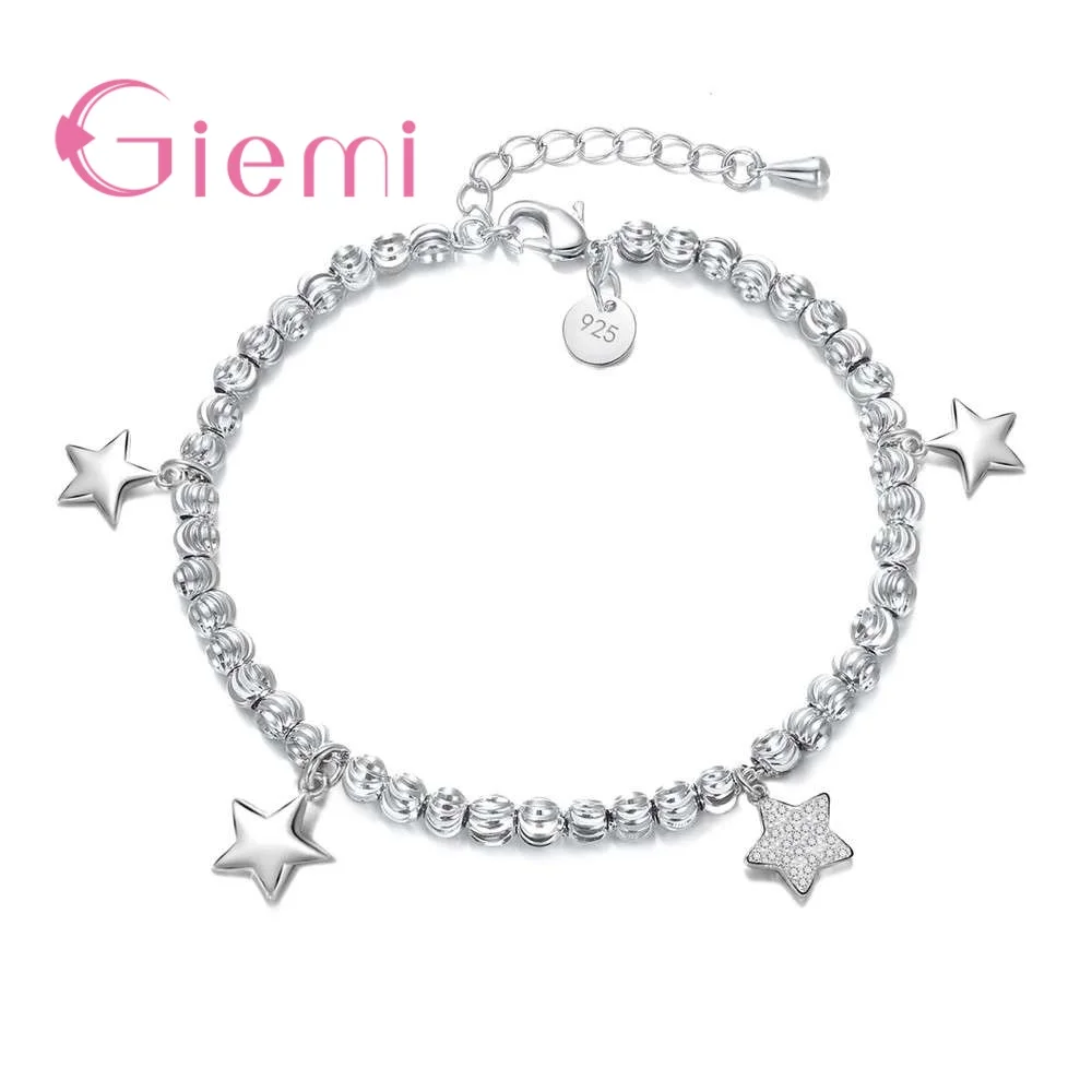 

GIEMI Authentic 100% S90 Filled Chain Bracelet & Bangle Link Star Long Adjustable Hand Jewelry for Women Girls