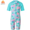 BAOHULU Cyan Flower Baby Girl Swimsuit UV UPF50+ One Piece Kids Girls Swimwear for 3-12 Years Children Swimming Suit Beachwear ► Photo 1/6