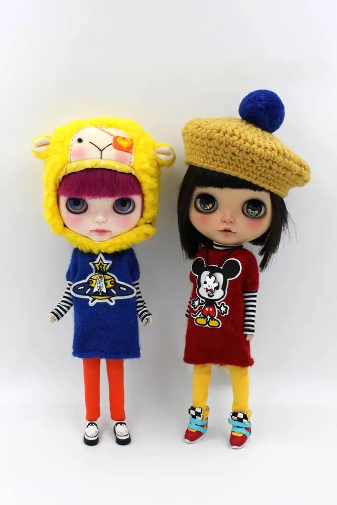 

JSB08 Fashion BJD doll clothes Two-piece suits for Blyth Doll outfit Pretty Dress with Leggings doll clothing Doll Accessories