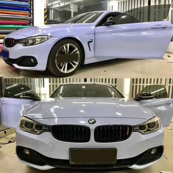 شراءأورينو كريستال لامع الفينيل سيارة التفاف الفيلم مع الهواء فقاعة الحرة ضبابي الأزرق لمعان الفينيل التفاف سيارة احباط ملصق مائي 1.52x20 متر/لفة