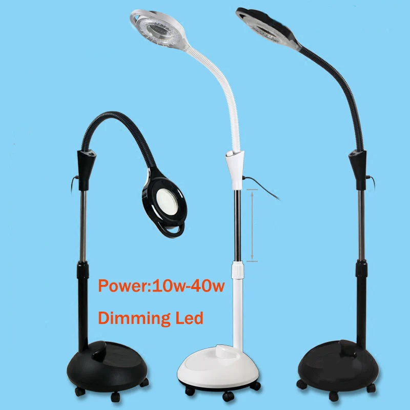 

Magnifier 10 Style 10W-40W LED 8X Magnifier Floor Lamp with 5 Wheels Adjustable Height Magnifying Light for Beauty Salon Reading