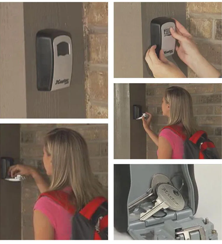 Caixa de Montagem na Parede Fechadura da Garagem Liga de Metal Fábrica ao ar Caixa de Armazenamento Cofres de Segurança Master Lock Chave Cofre Combinação Senha Livre Chaves 5 Cheap Cofres