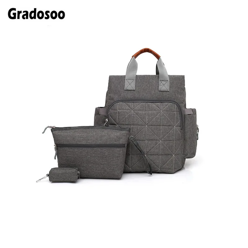 

Gradosoo 3 Pcs Mummy Maternity Nappy Bags Waterproof Diaper Baby Bags Thread Backpack For Women Multifunction Travel Bag LBF543