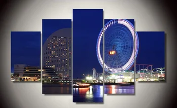 

Unframed Printed Architecture Night 5 pieces picture painting wall art room decor poster canvas