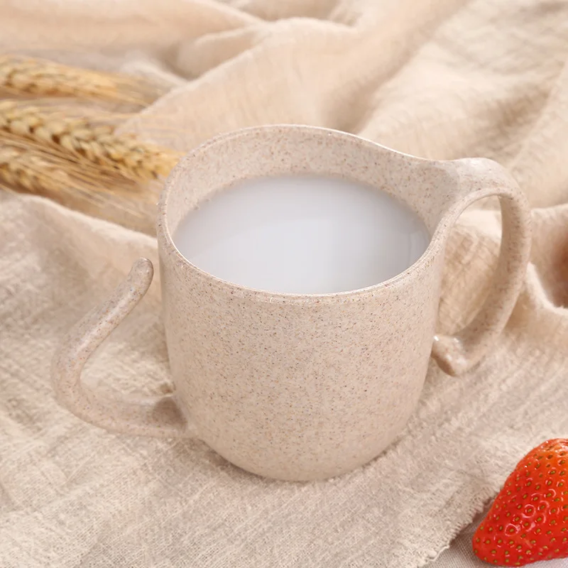 Wheat Straw Cup Kids Milk Mug Baby Training Cups Children Gargle Tooth Bruch Cup with Handgrip Non-toxic Drinking Mugs Learning (2)