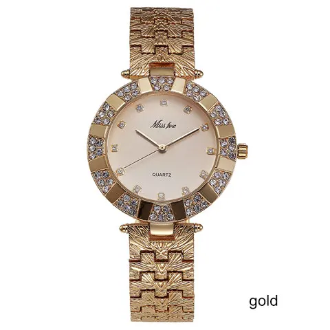 MISSFOX Miss Fox брендовые кварцевые женские часы Роскошные Водонепроницаемые наручные часы для женщин модные часы женские часы с золотым браслетом - Цвет: Gold