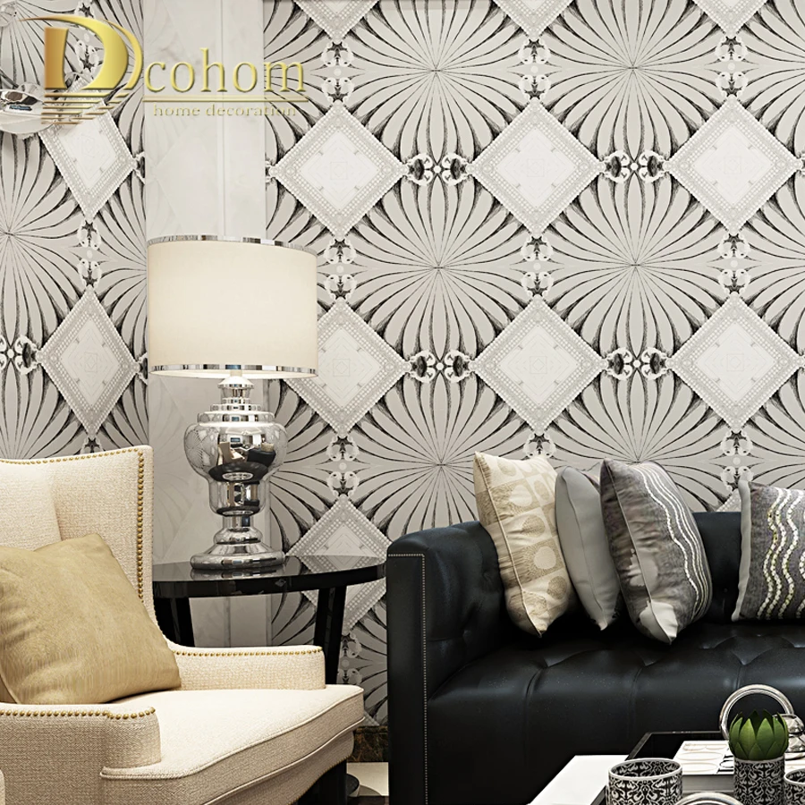 

Dcohom Modern Simple Luxury European Style 3D Wallpaper For Bedroom Living Room Sofa TV Walls Decor Embossed Wall Paper Rolls