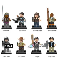 100 шт/лот ходячий труп мертвой дерил Диксон морга Рик Граймс мичон Неган Джонс Супер Герои строительные блоки игрушка X0156