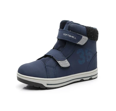Новинка года; детская хлопковая обувь для мальчиков и девочек; зимние ботинки с шерстью; модные водонепроницаемые носки; зимняя детская обувь для-30 градусов Цельсия - Цвет: Синий