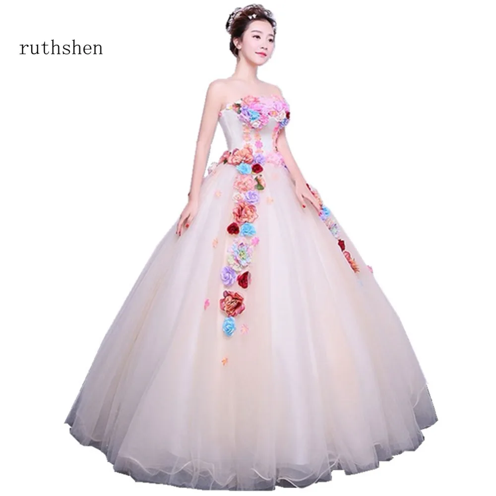 Ruthshen Quinceanera платья без бретелек Сладкие 16 платье для балла маскарада дешевые 2018