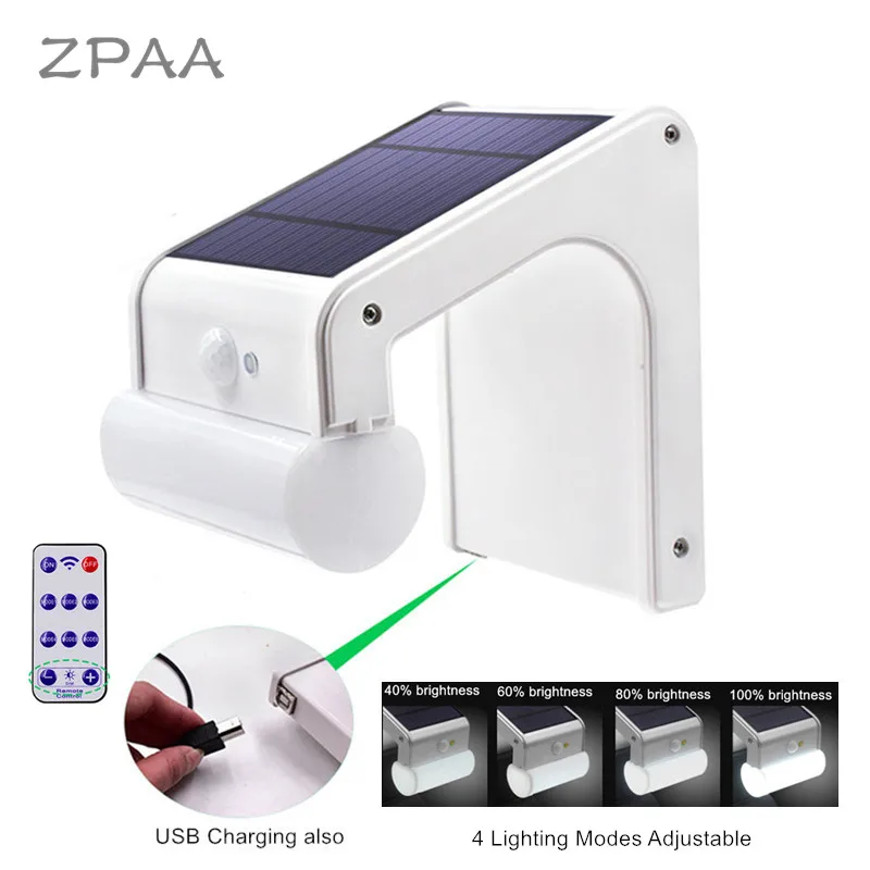

38 LED Wall Light Solar Power Lamp With Remote Controller 6 Modes Motion Sensor Waterproof For Garden Street 4 Brightness Adjust