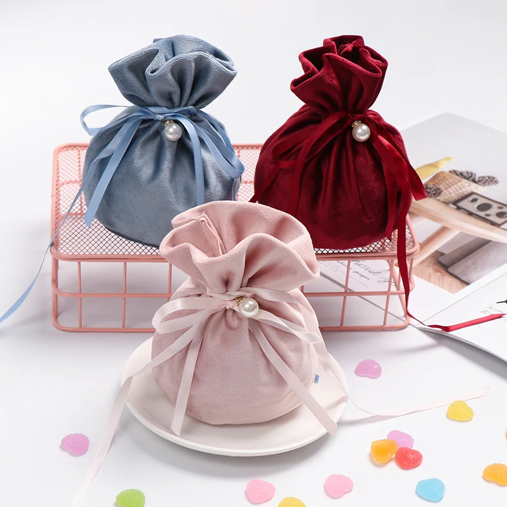 

Drawstring Sweet Candy Pouch Velvet Drawstring Bags Multifunction Jewelry Gift Bag Baby Shower Accessories Wedding Favors