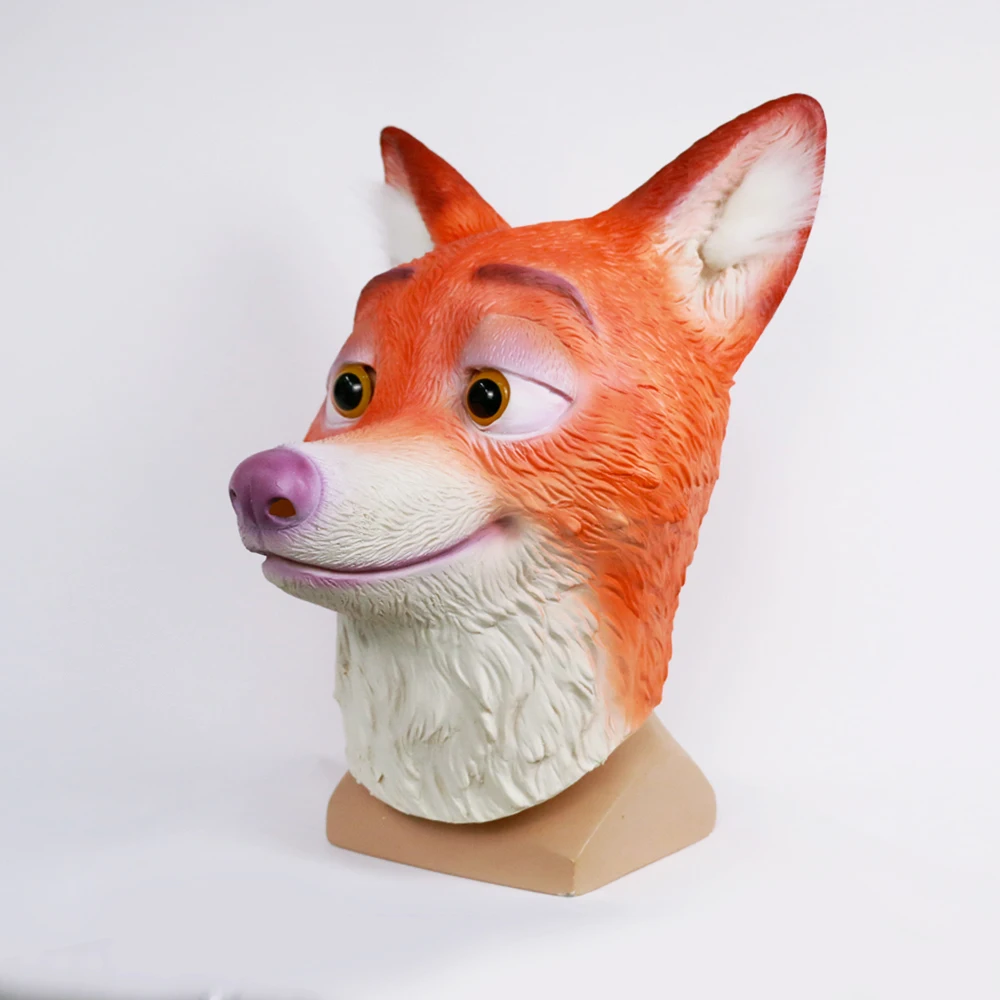 Fox Mask 2016 Movie Cosplay Mask Latex Zootopia Fox Nick Wilde Nick Wilde Helmet Nick Halloween Costume Prop Accessories (3)