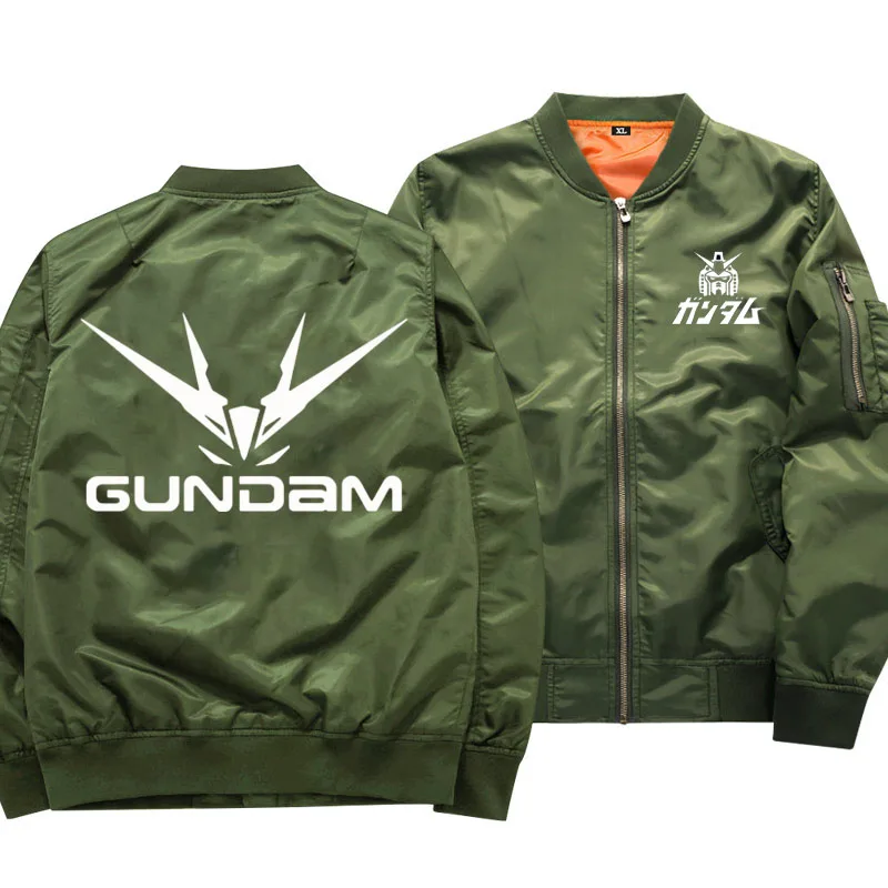 2018 New Oversize Men's Military Bomber Jacket Anime Gundam Logo