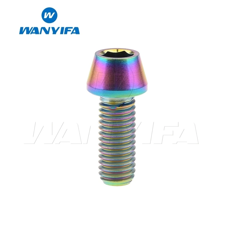 Wanyifa M8x15 20 25 30 35, 40 45 50 70mm конические головки винт с титановым болтом для велосипедного тормоза велосипедный крепеж - Цвет: M8x20 Rainbow