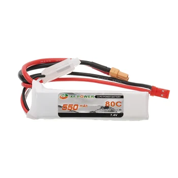 

Rechargeable Lipo Battery XF Power 7.4V 550mah 2S 80C Lipo Battery JST XT30 Plug