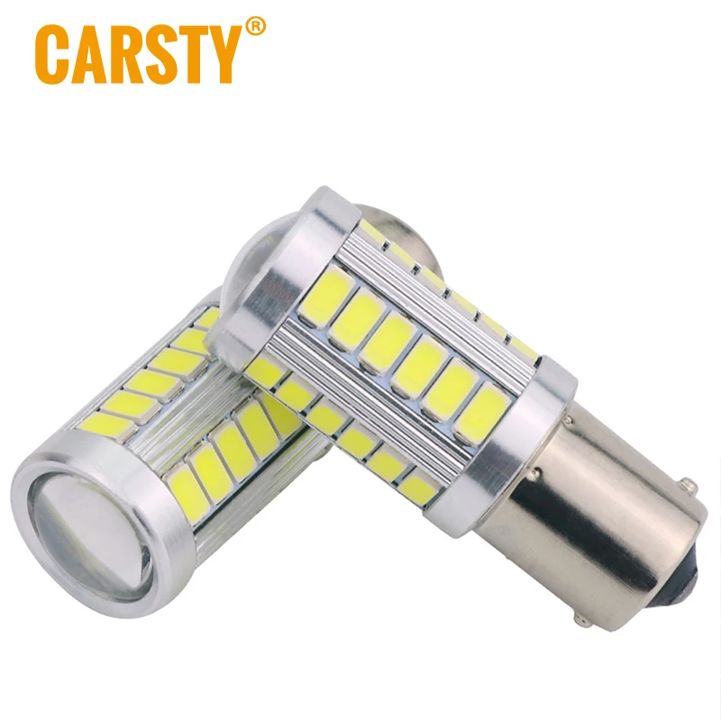 Carsty 2 шт. Strobe P21W BA15S 1156 BAY15D 1157 P21W 33 Smd led 5630 5730 автомобильные лампы стоп сигнала фонари заднего хода лампы дневного света красного и желтого цветов