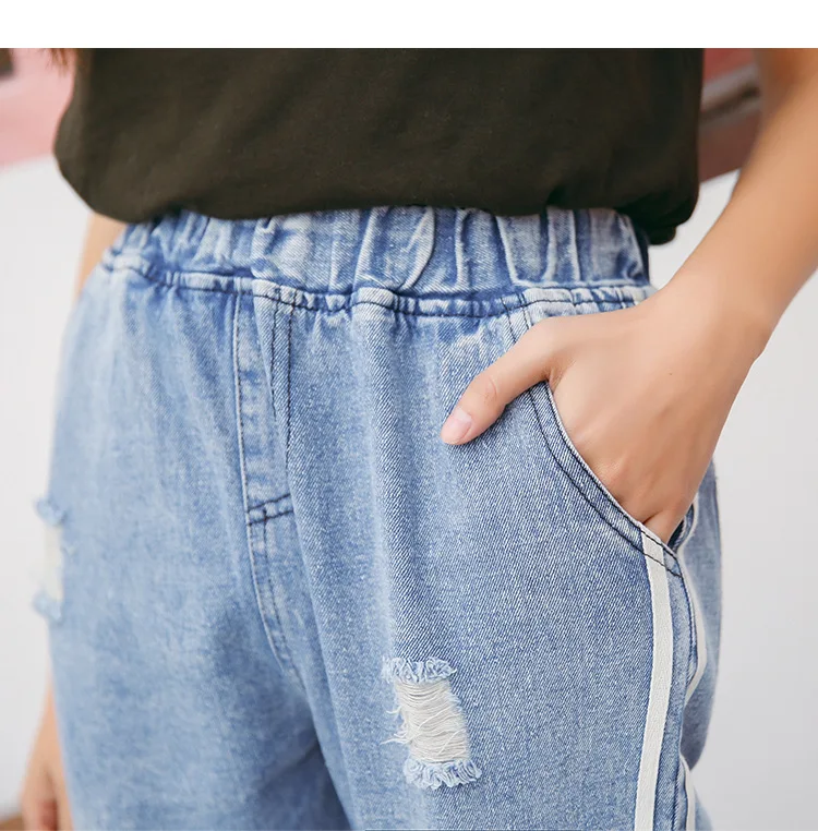 2018 новые джинсы Harlan женские осенние и зимние потертые рваные джинсы с эластичной резинкой на талии Harlan джинсы рваные джинсы для женщин