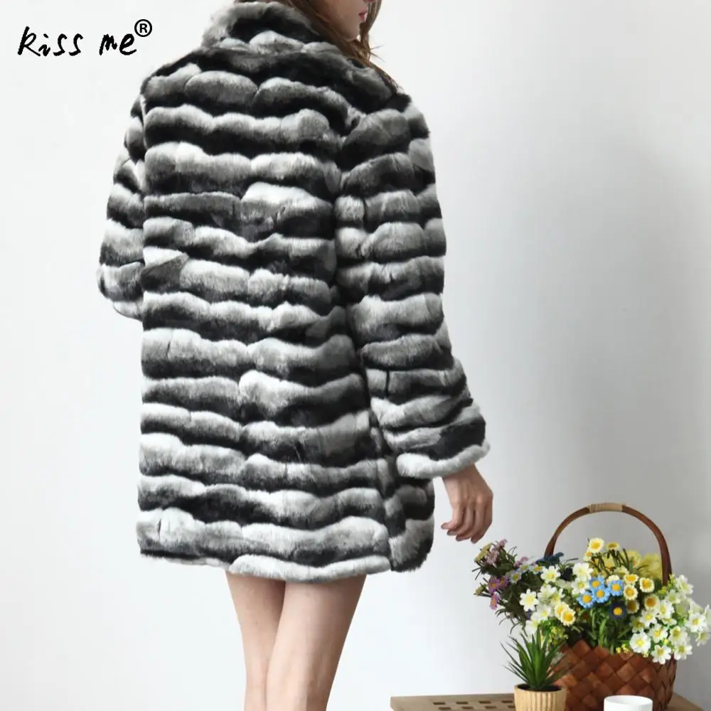 Patch Conception Vêtements Fshion Imprimer Xxxl De La Rayé Femmes Taille Pour Manteaux Veste Tops Plus Fourrure Faux Les Hiver aAvp6z