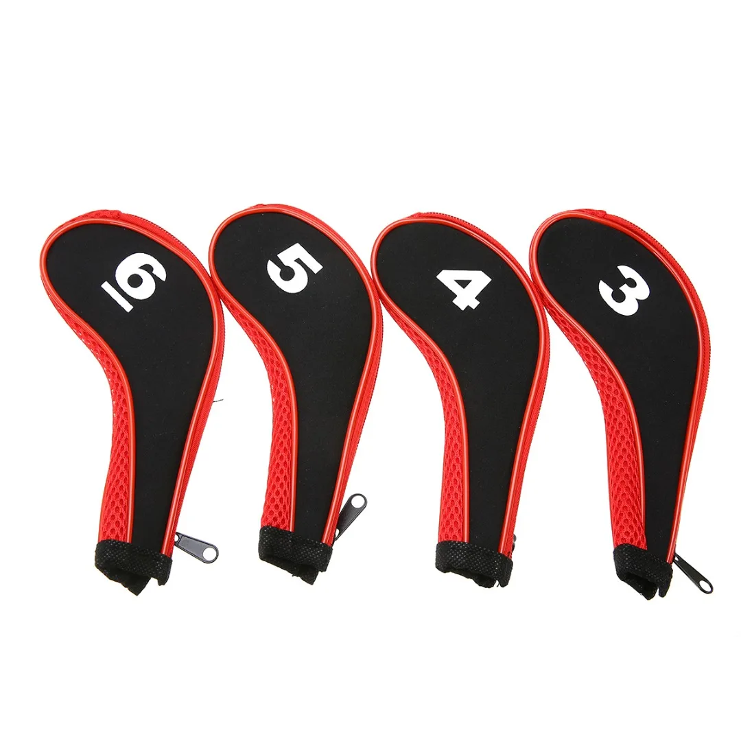 High Quality 12Pcs Rubber Neoprene Golf Head Cover Golf Club Iron Putter with Zipper Long Neck Protect Set Number Printed