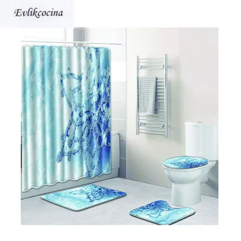 

Free Shipping 4Pcs Blingbling Snowflakes Banyo Paspas Bathroom Bath Mats Set Tapete Banheiro Washable Toilet Rugs Alfombra Bano
