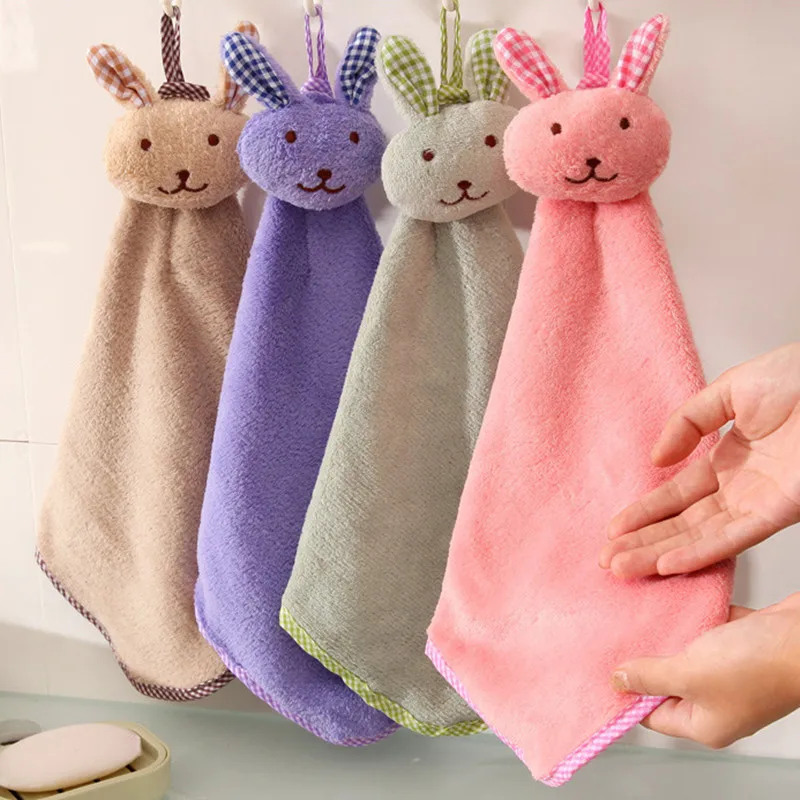 Кухня мультфильм животное Висячие Ткани Мягкие плюшевые Dishcloths ручное полотенце протирать Висячие купальные полотенца для детей ванная комната