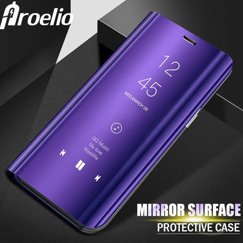 

Proelio Flip Mirror Smart Case For Samsung Galaxy Note 8 S9 S8 S7 S6 Edge Plus J5 J7 A3 A5 A7 2017 A8 Plus iphone X 8 7 6S Plus