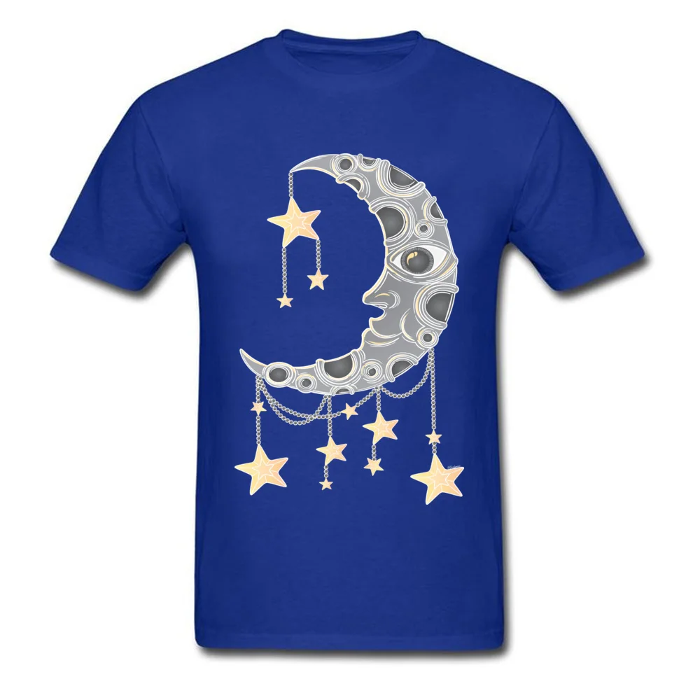 Crescent Moon Tops Shirt Rife Round Neck Printed On Short Sleeve Cotton Men Top T-shirts Cool Tee-Shirt Top Quality Crescent Moon blue