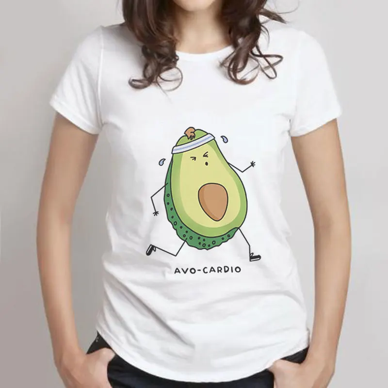 Летняя женская футболка с принтом авокадо Vegan Kawaii Ulzzang топы короткими рукавами