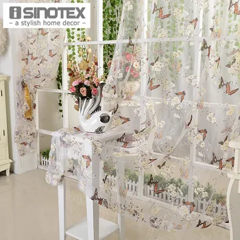 

Window Curtain Burnout Tulle Voile Fabric Butterfly Transparent Sheer For Home Living Room Screening 1PCS/Lot