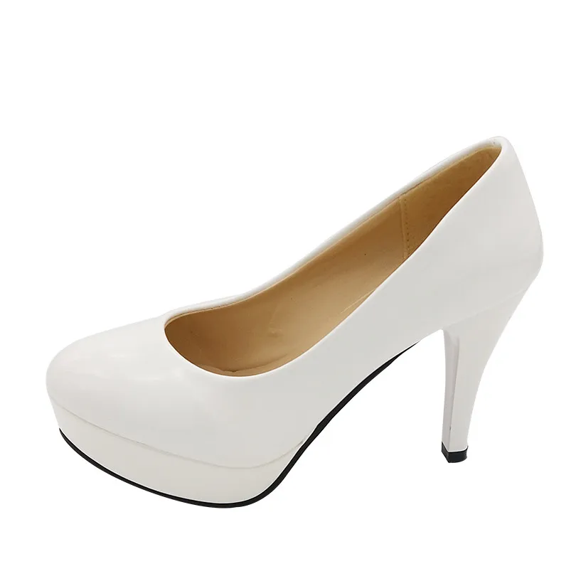 LIN KING Spring High Heels Women Pumps Platform Patent Leather Black Red White Brand Women Shoes Platform High Heels Shoes