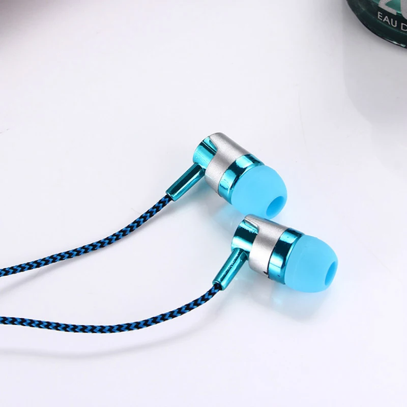 H-169 3,5 мм MP3 MP4 проводка сабвуфера плетеный шнур, универсальные музыкальные наушники с управлением пшеничной проволокой(синий