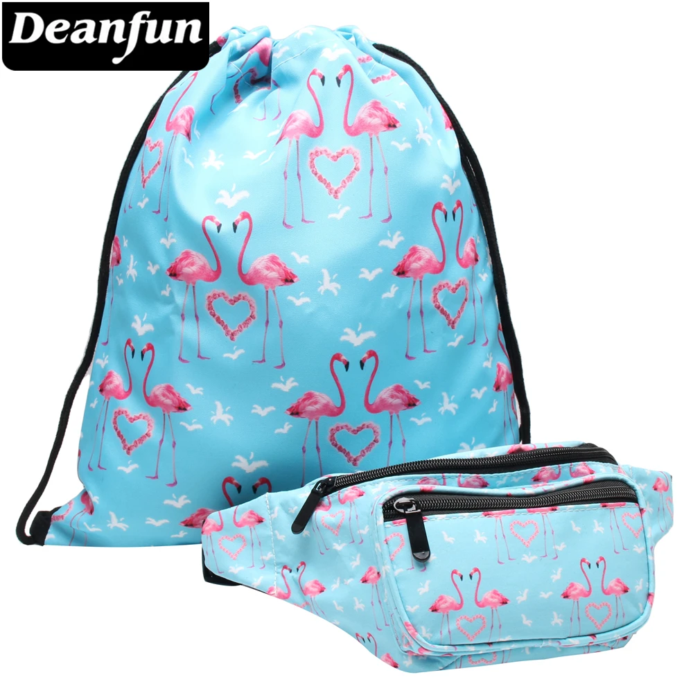 Deanfun 2 قطعة/المجموعة 3D المطبوعة فلامنغو الخصر حزمة أكياس متعددة الوظائف فاني حزم للنساء DS2