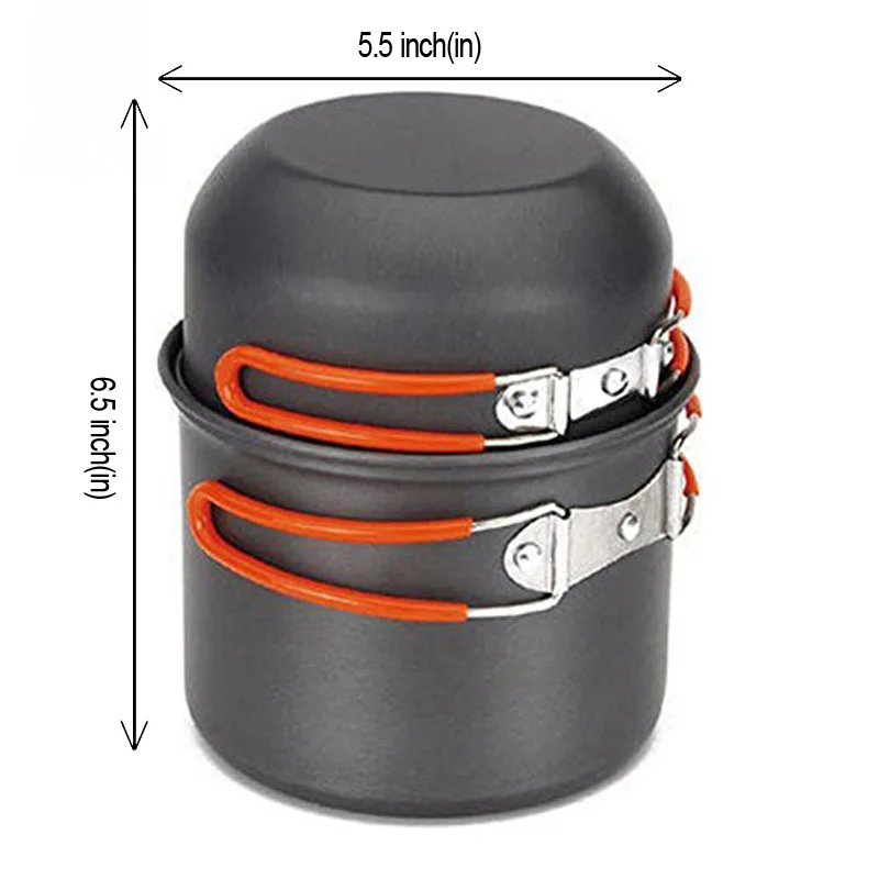 VILEAD al aire libre Simple Camping senderismo 1-2 personas tetera de aluminio conjunto olla Park viajes juego de cubiertos de acero inoxidable tetera