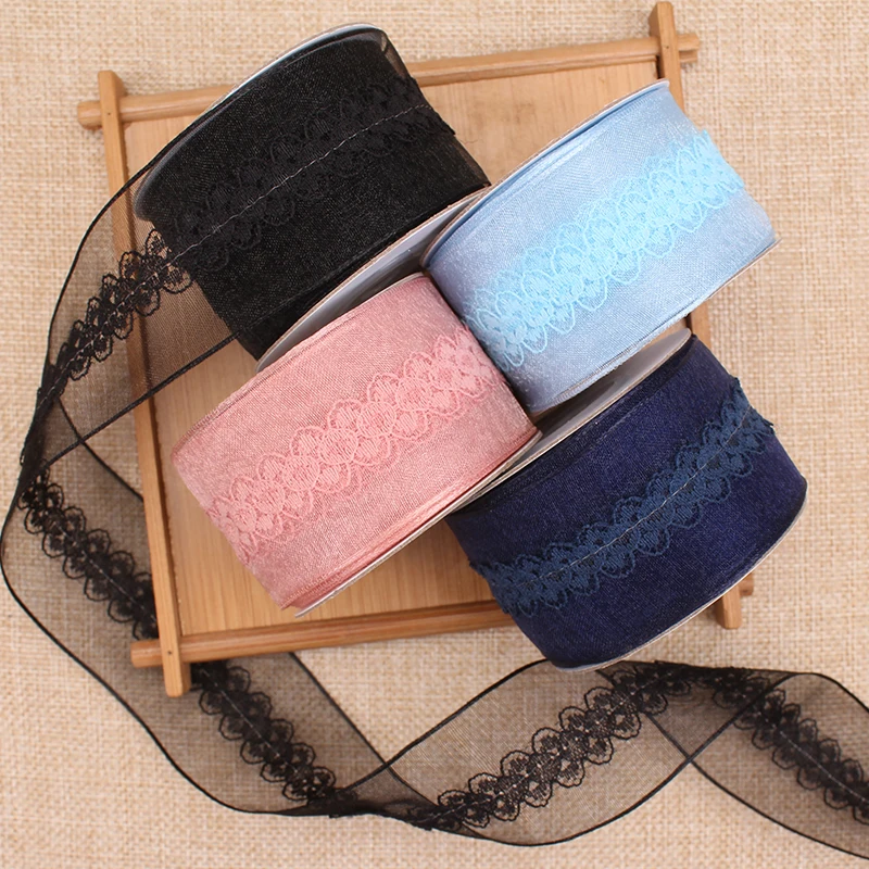 

(15mm 25mm 40mm) 5 Meter/Roll Organza Lace Ribbon DIY Craft Decor Wedding Party Gift Wrapping Ribbon Christmas Supplies