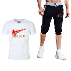2019 мужские шорты Горячие Новые спортивный костюм для мужчин футболка из двух частей повседневная спортивная мужская футболка уличная